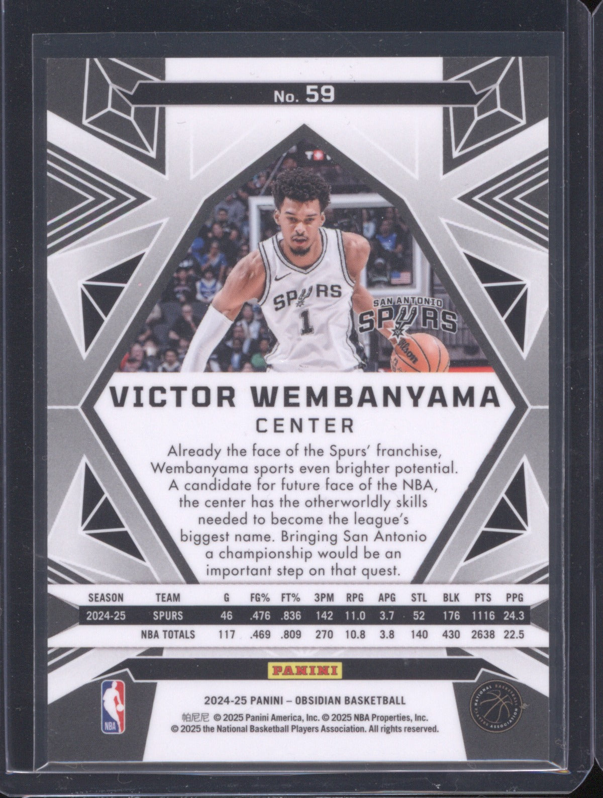 Victor Wembanyama 2024-25 Panini Obsidian #59 Electric Etch Red Flood