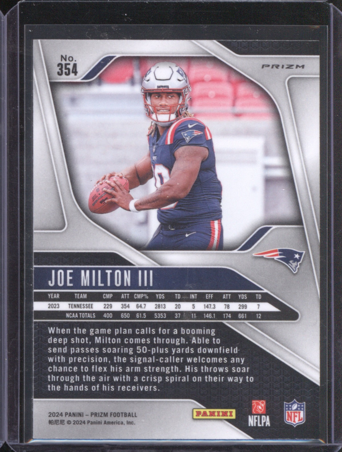 Joe Milton III 2024 Panini #354 Rookies Black & White Checkerboard