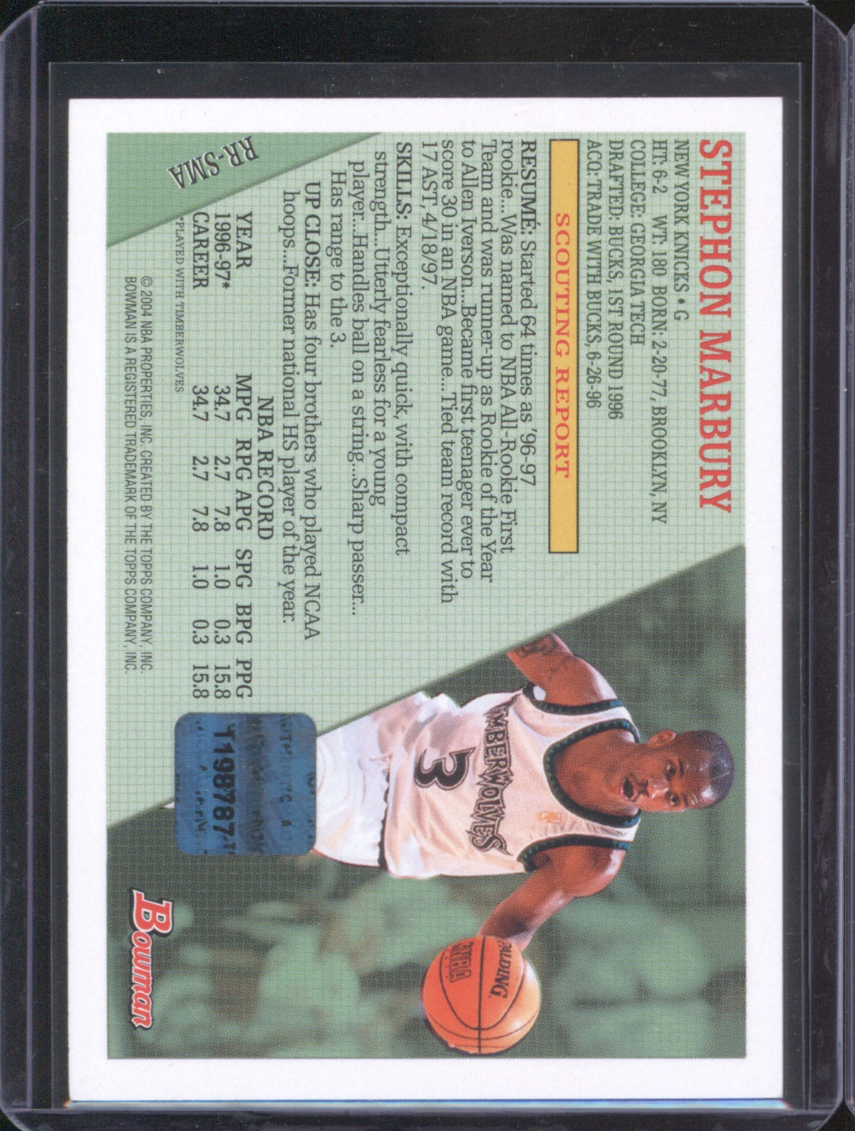 Stephon Marbury 2004 Topps 1st Bowman Auto
