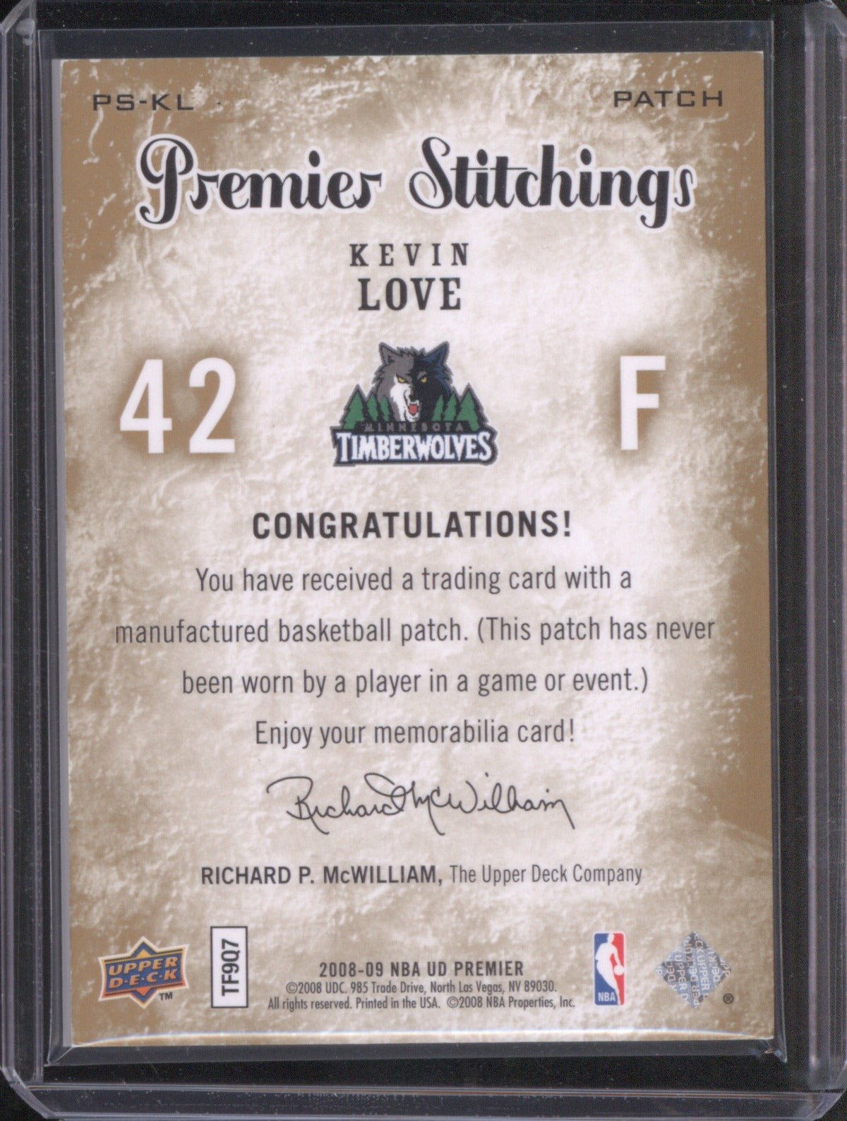 Kevin Love 2008 Upper Deck Premier Stitchings /50