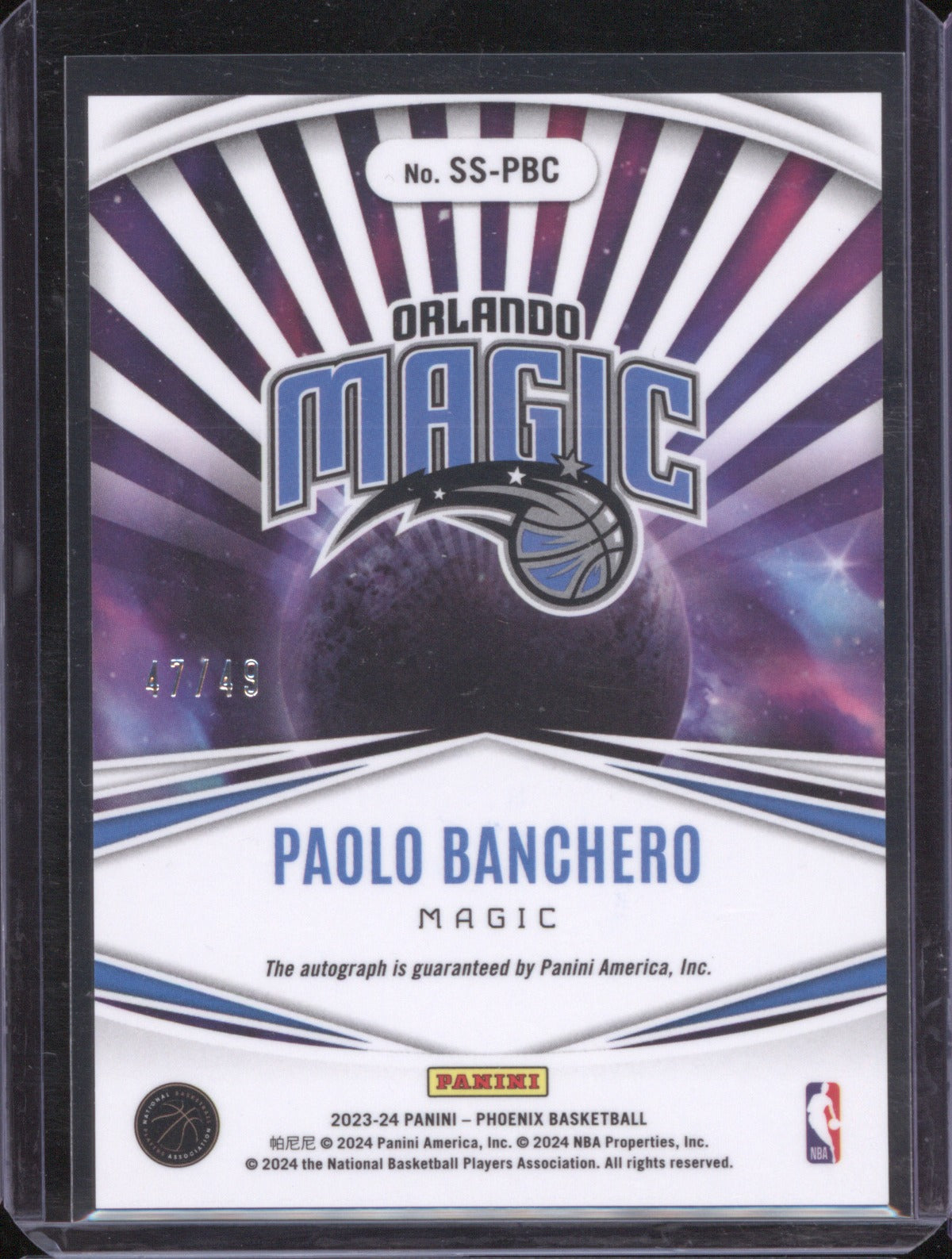 Paolo Banchero 2023-24 Panini Phoenix #SS-PBC Stellar Signatures /49
