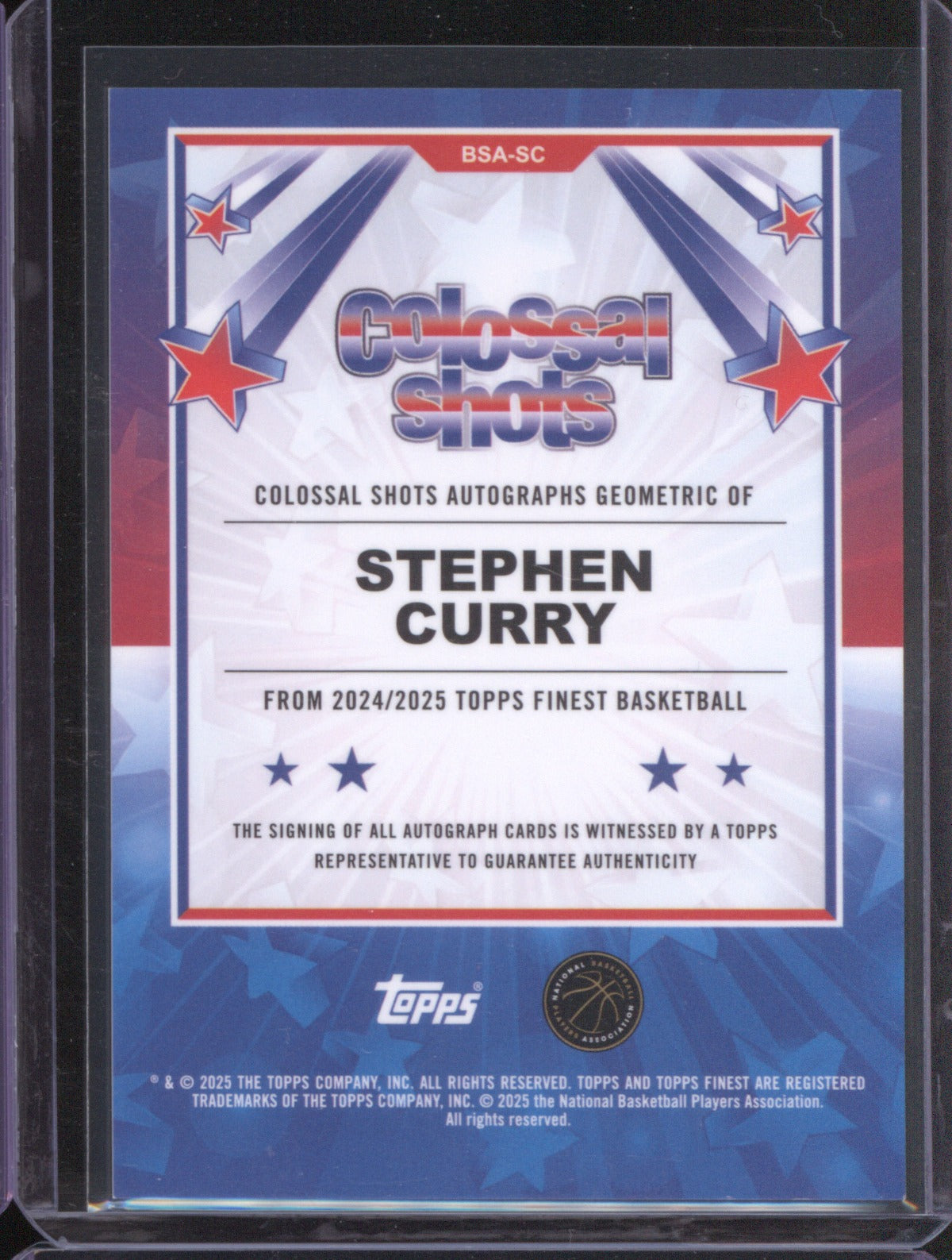 Stephen Curry 2024-25 Topps Finest Colossal Shots Black Geometric Auto /25