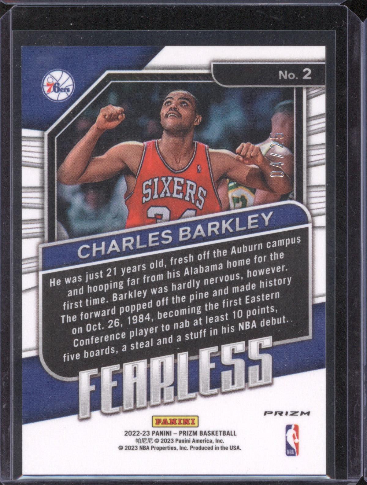 Charles Barkley 2022-23 Panini Prizm #2 Fearless Mojo /25