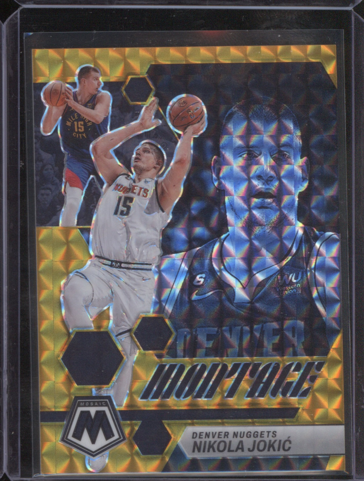 Nikola Jokic 2022-23 Panini Mosaic #24 Montage Gold Mosaic Prizm /10