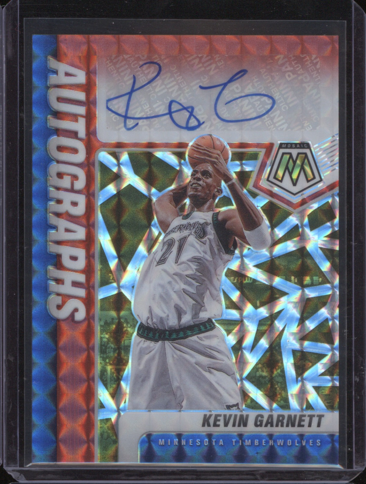 Kevin Garnett 2020-21 Panini Mosaic #AM-KGA Red Blue Autographs