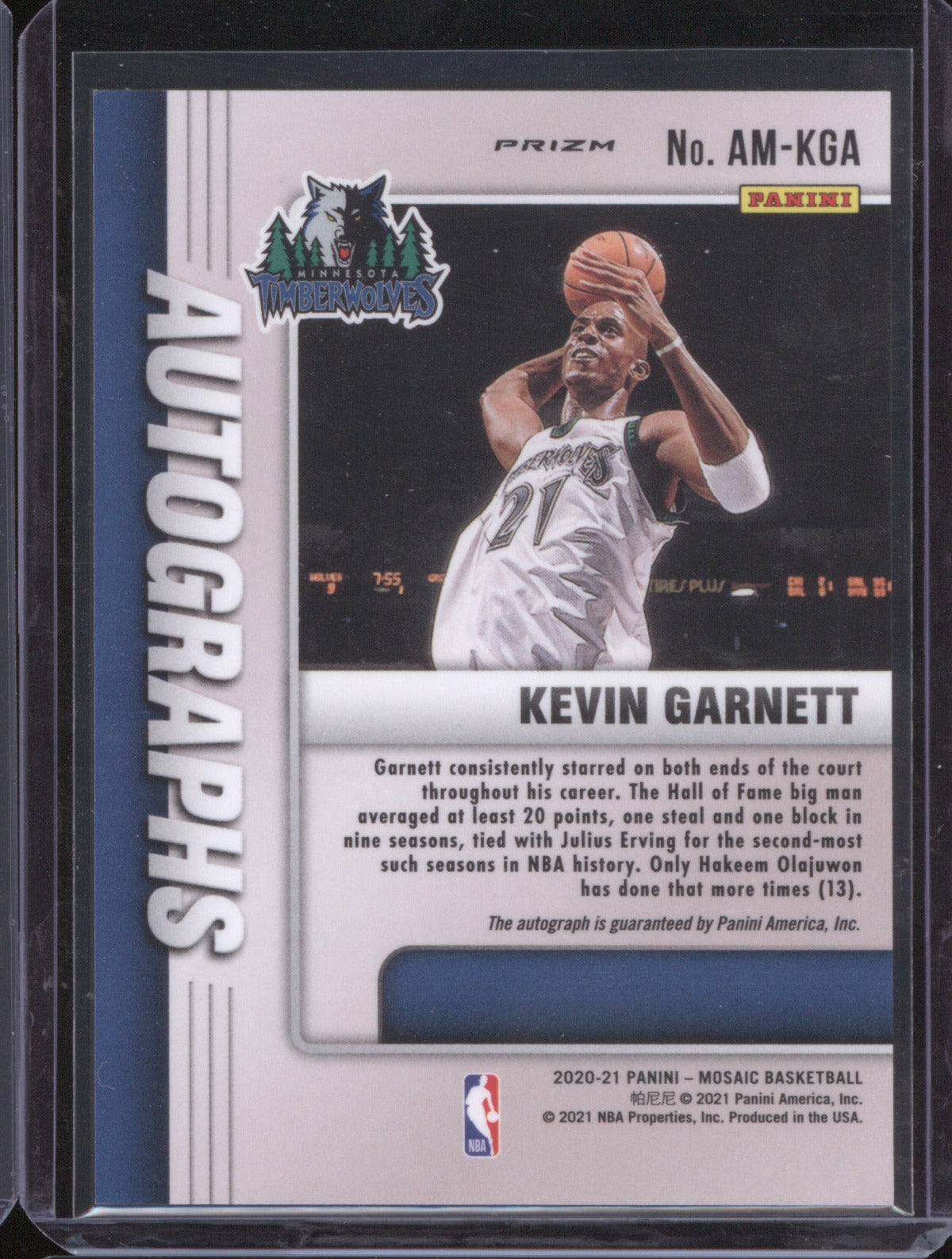 Kevin Garnett 2020-21 Panini Mosaic #AM-KGA Red Blue Autographs