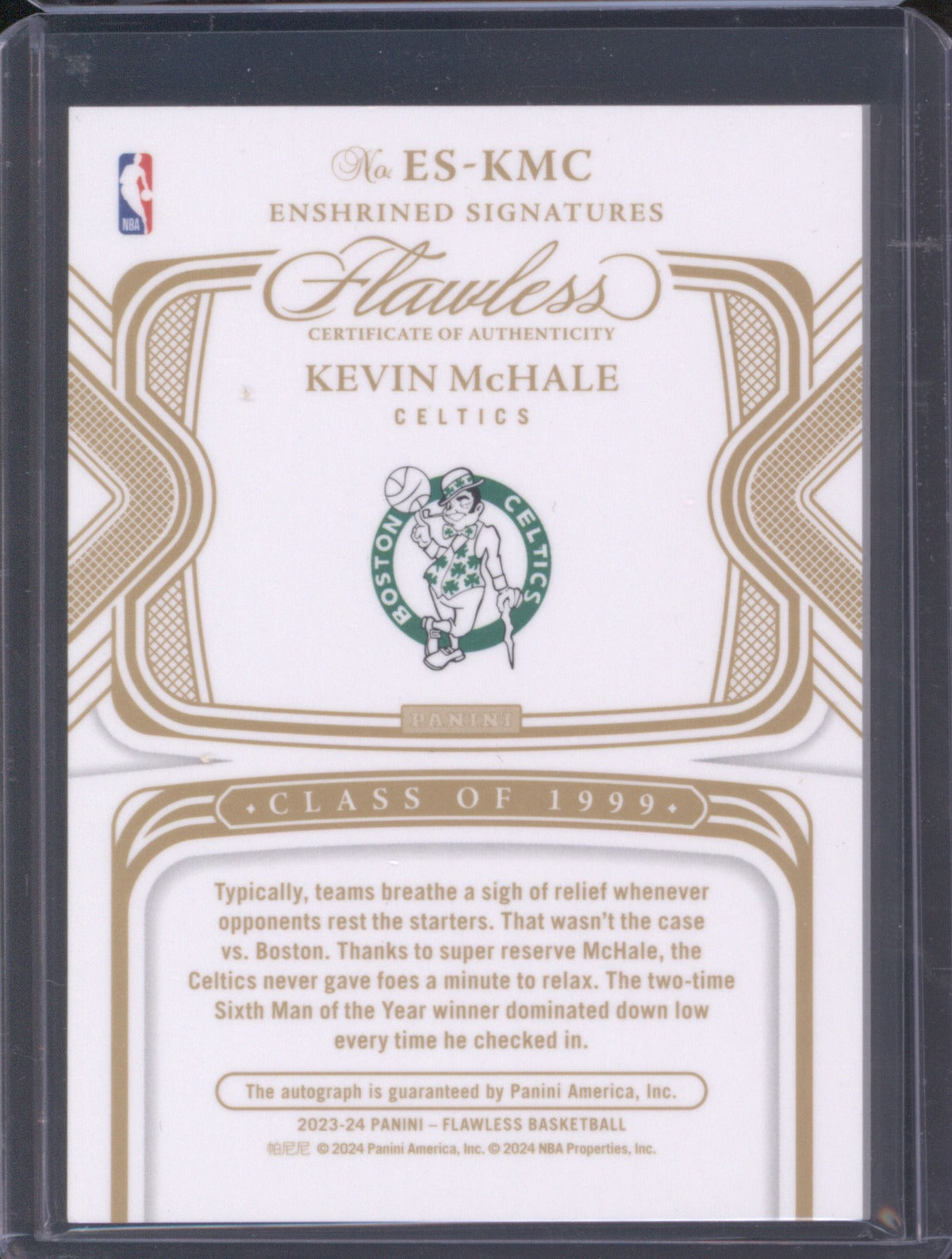 Kevin McHale 2023-24 Panini Flawless #ES-KMC Enshrined Flawless Ruby Auto /15