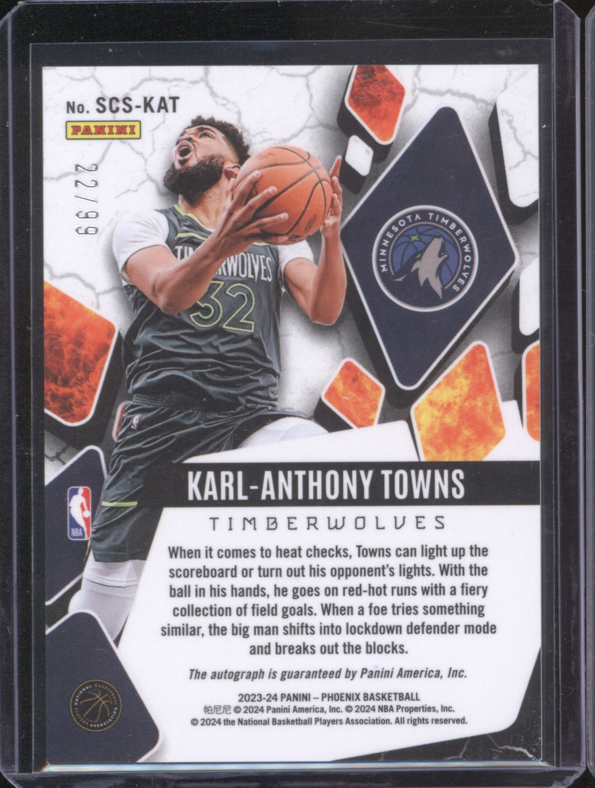 Karl-Anthony Towns 2023-24 Panini Phoenix #SCS-KAT Scorched Auto /99