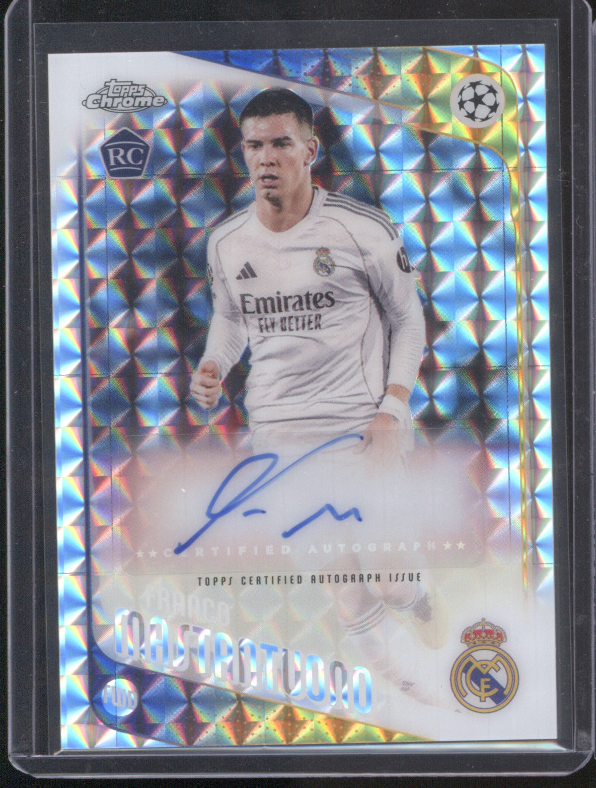 Franco Mastantuono 2025 Topps Chrome UEFA Geometric Auto RC