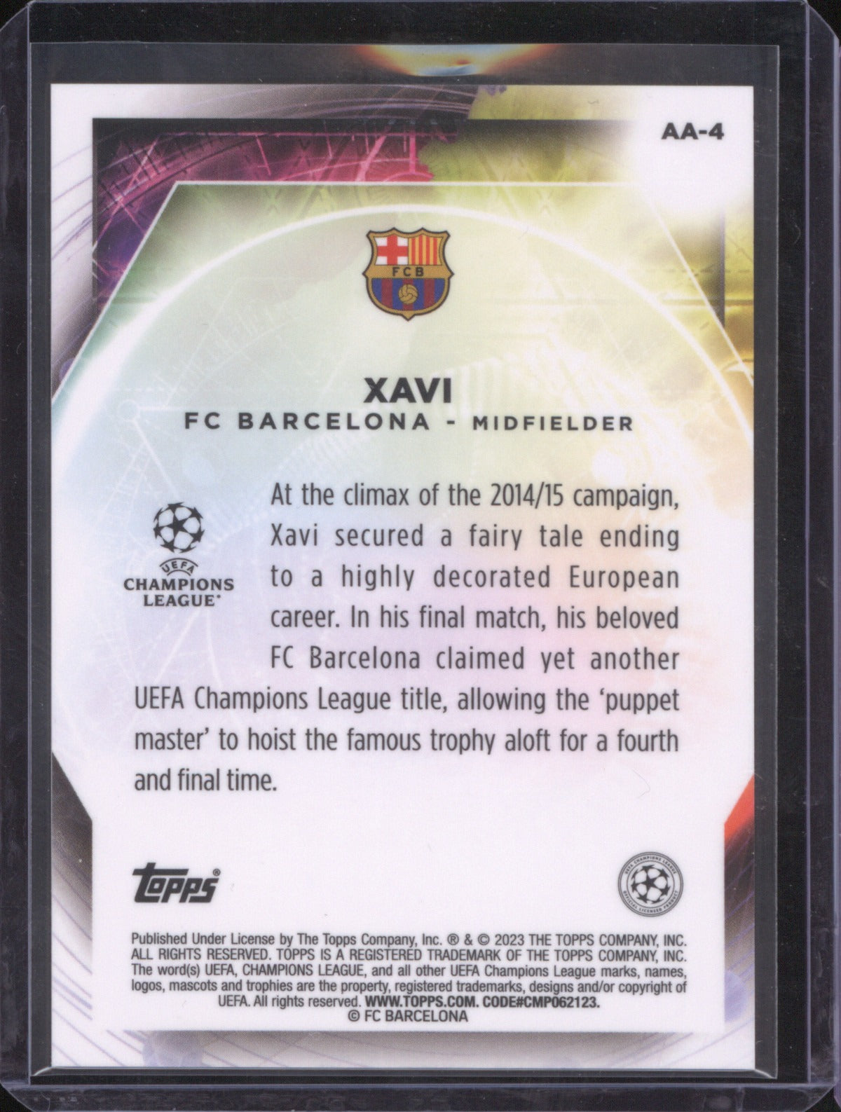 2022 Topps Merlin UEFA Club Competitions Xavi Ageless Alchemy Gold 17/50 #AA-4