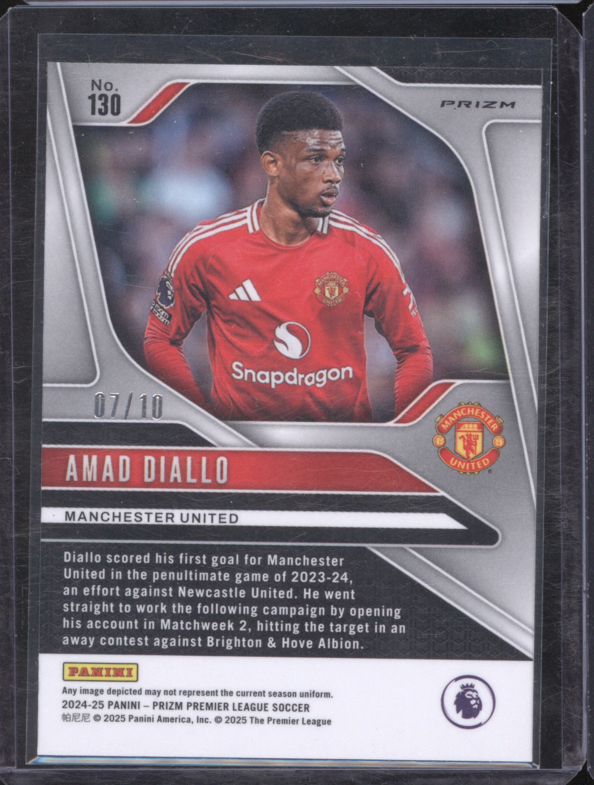 Amad Diallo 2024 Panini Premier League 130 Gold Pulsar 7/10