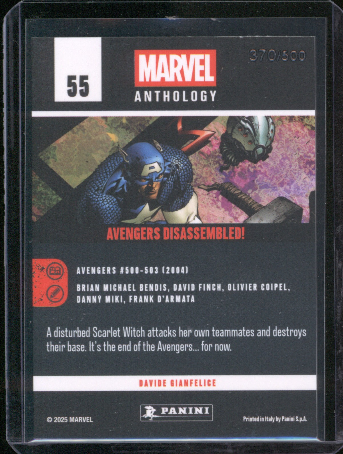 2025 Panini Marvel Anthology 55 Avengers Disassembled! Holo /500
