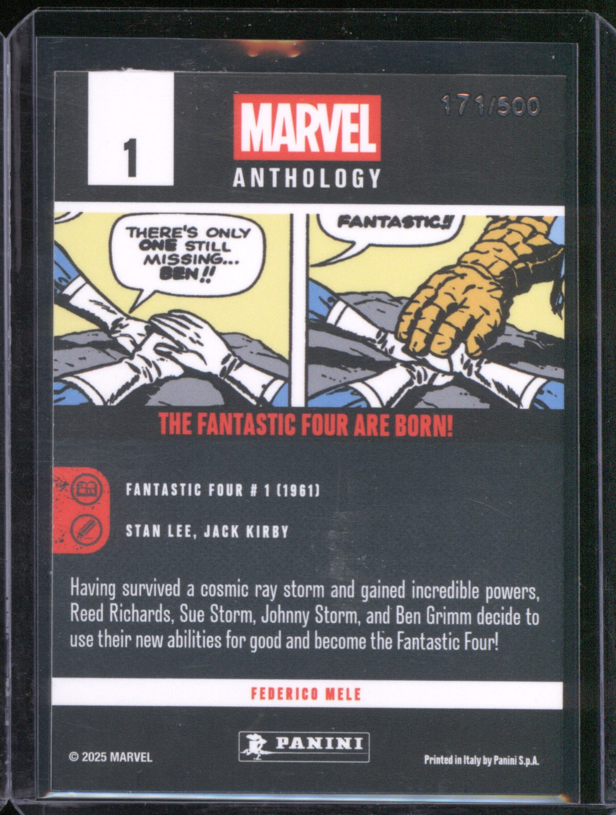 2025 Panini Marvel Anthology The Fantastic Four Are Born! 1 Holo /500
