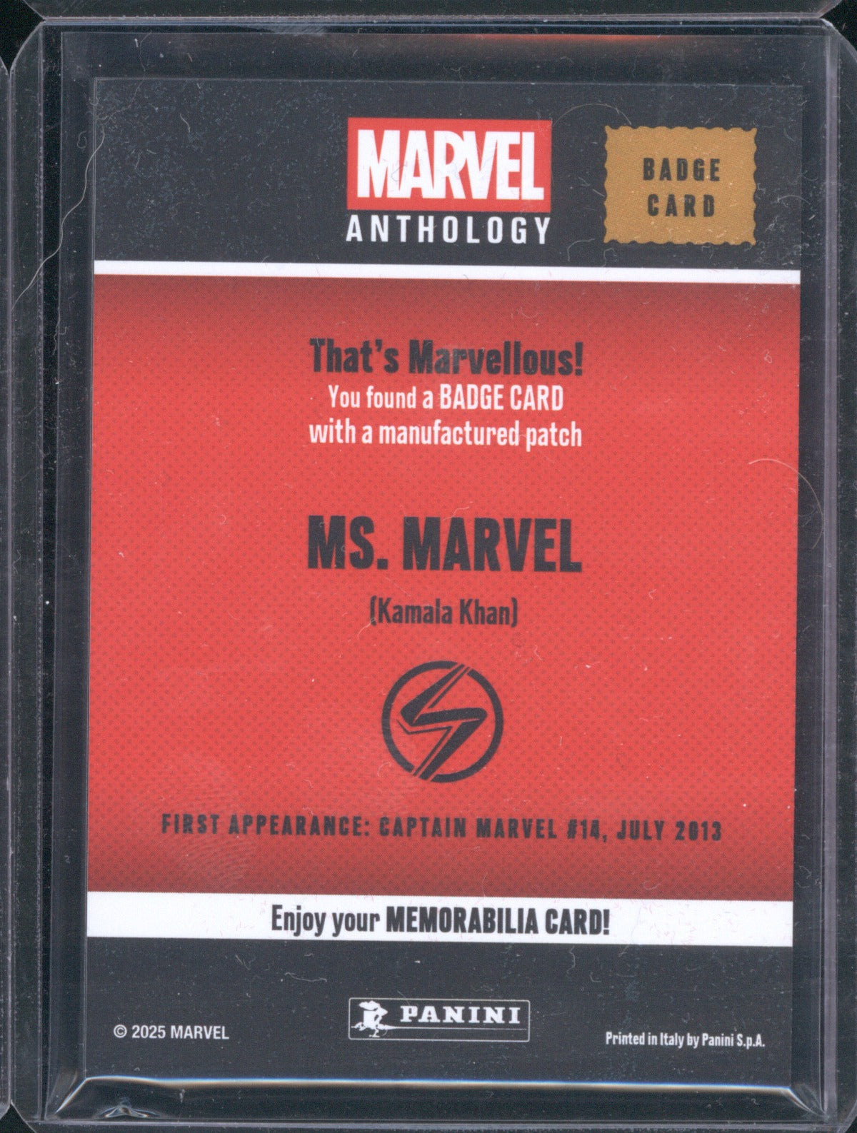 2025 Panini Marvel Anthology Ms. Marvel Badge