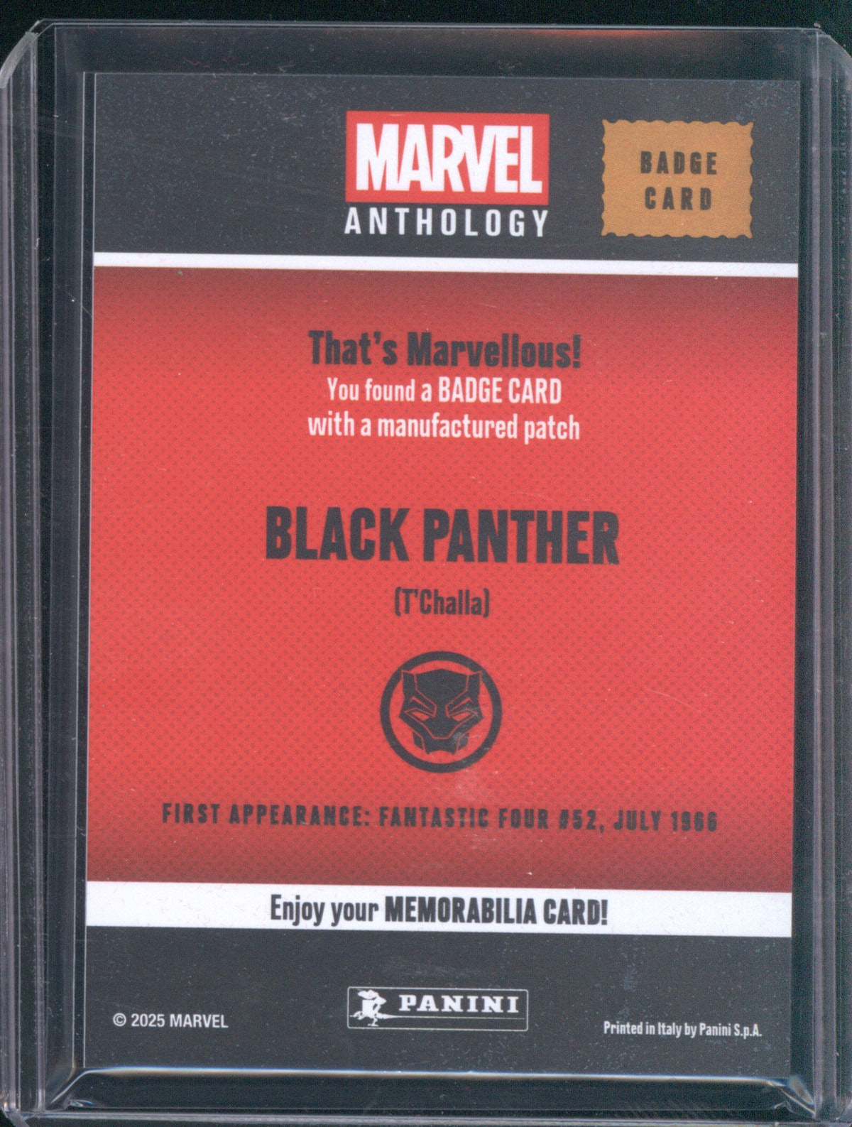 Black Panther 2025 Panini Marvel Anthology Badge