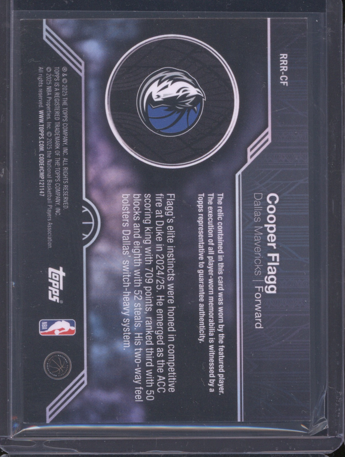 2025-26 Topps Cooper Flagg RRR-CF Rookie Roundball Remnants RC