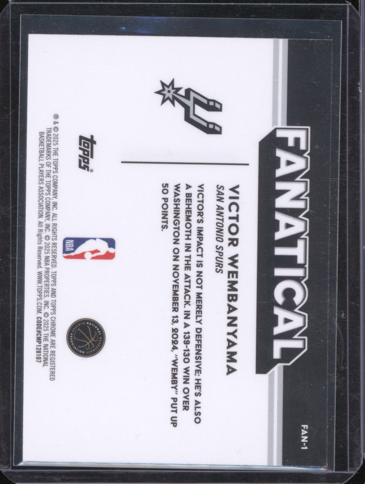2025 Topps Chrome FAN-1 Victor Wembanyama Fanatical Case Hit