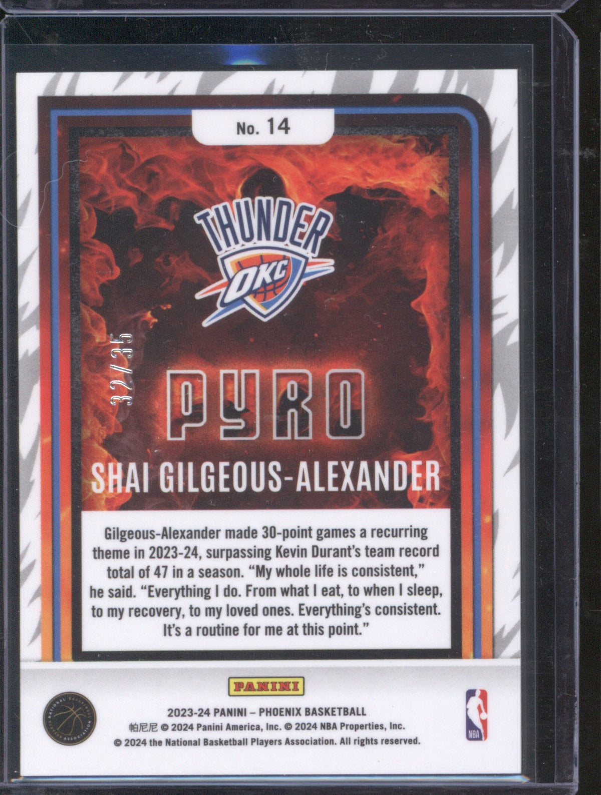 2023-24 Panini Phoenix Shai Gilgeous-Alexander 14 Pyro Blue International /35