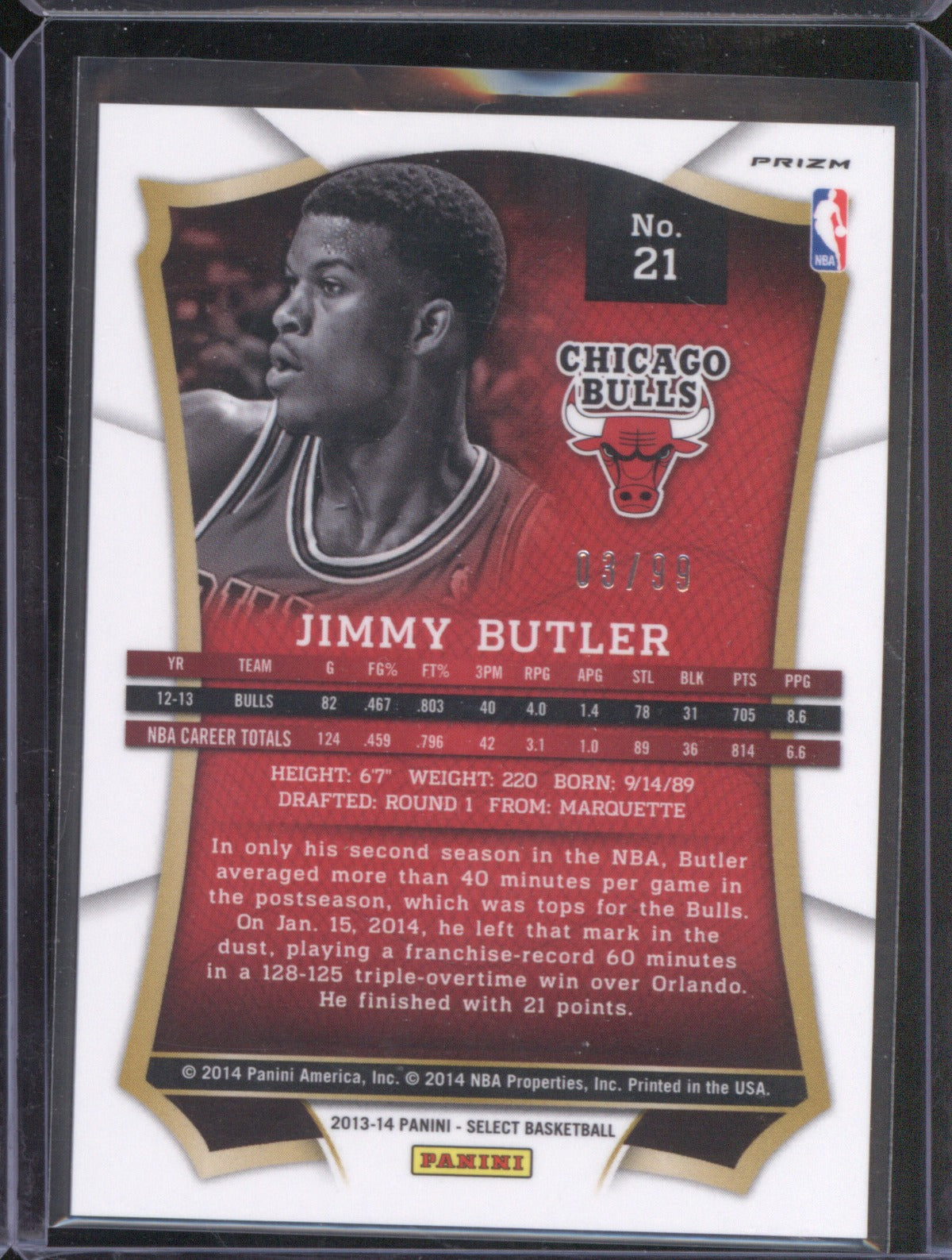 2013-14 Panini Select 21 Jimmy Butler Purple Prizm /99