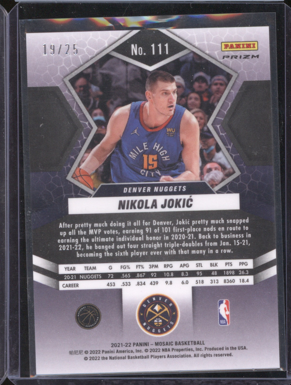 2023 Panini Mosaic 111 Nikola Jokić White Mosaic /25