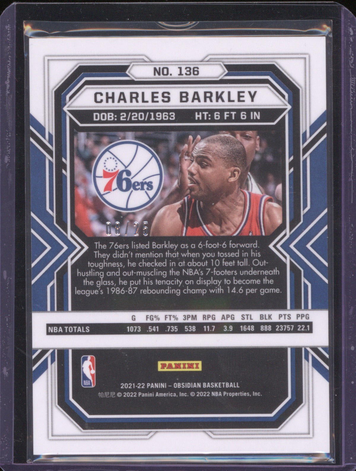 2021-22 Panini Obsidian 136 Charles Barkley Electric Etch Green /25