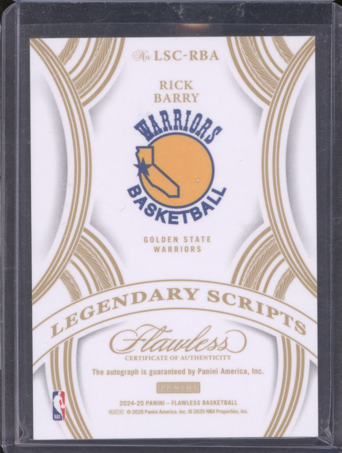 2024-25 Panini Flawless LSC-RBA Rick Barry Legendary Scripts Ruby /15