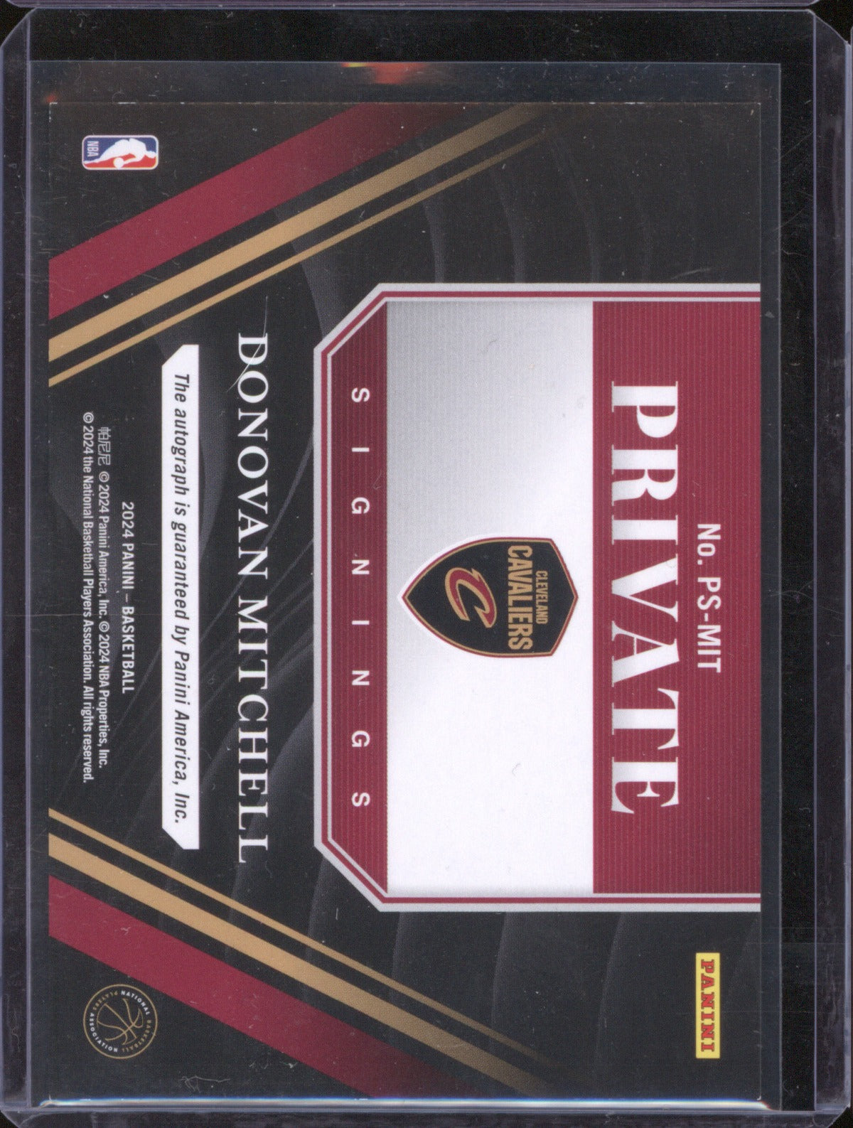 2024 Panini PS-MIT Donovan Mitchell Private Signings Autograph