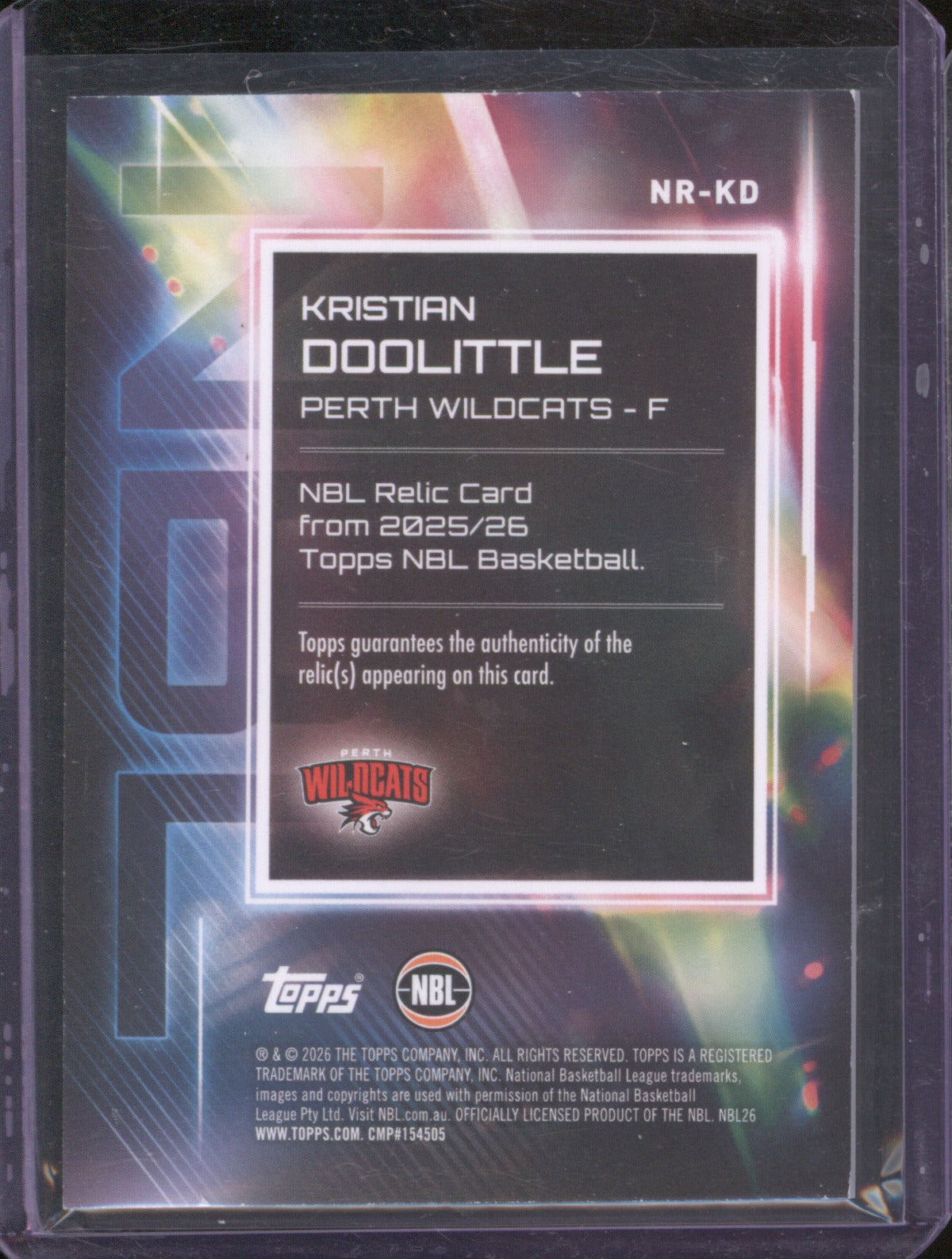 2025-26 Topps NBL Kristian Doolittle Game Used Jersey