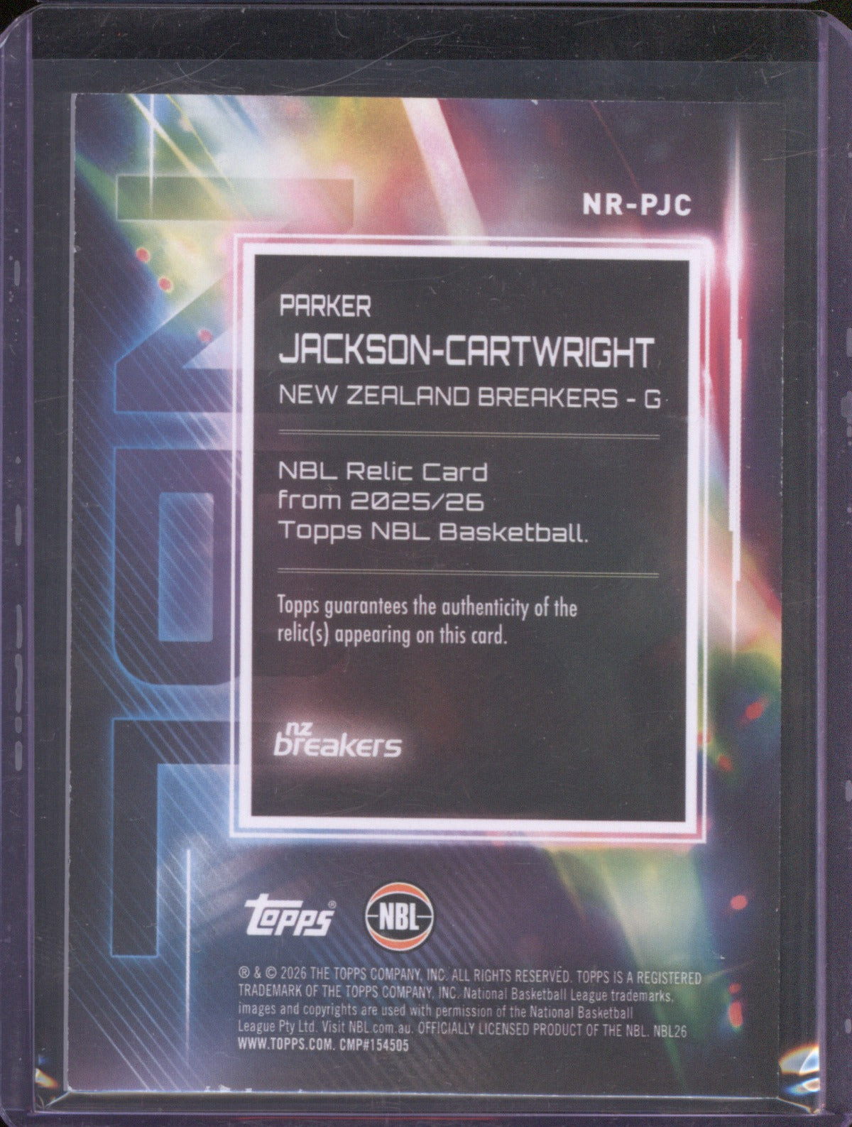 2025-26 Topps NBL Parker Jackson-Cartwright Game Used Jersey