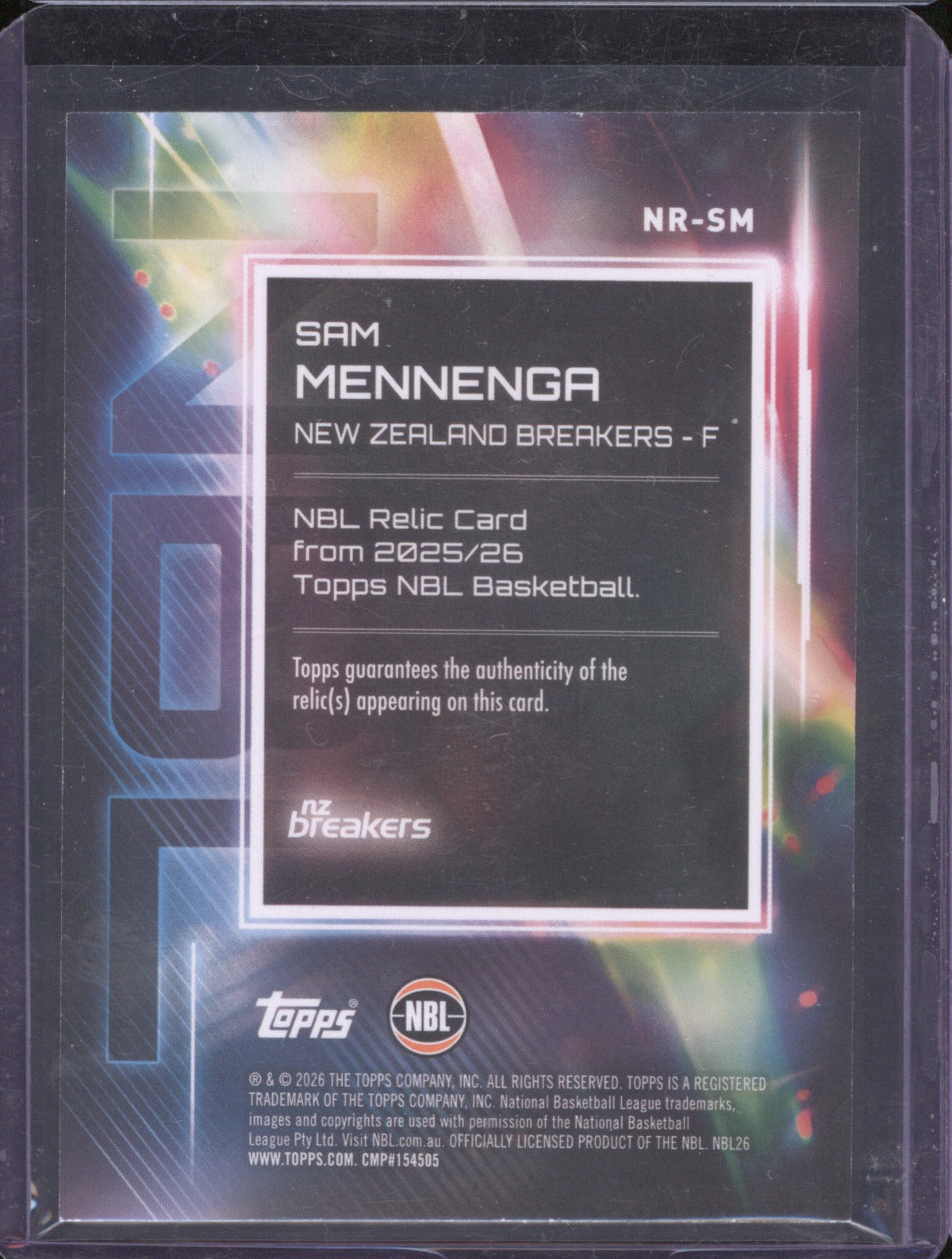 2025-26 Topps NBL Sam Mennenga Game Used Jersey