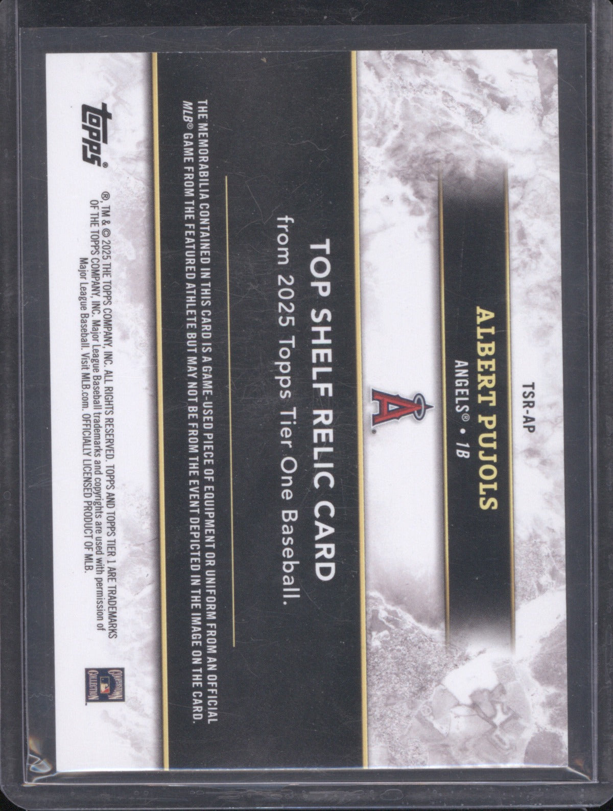 Albert Pujols 2025 Topps Tier One #TSR-AP Top Shelf Relics Green Foil /25