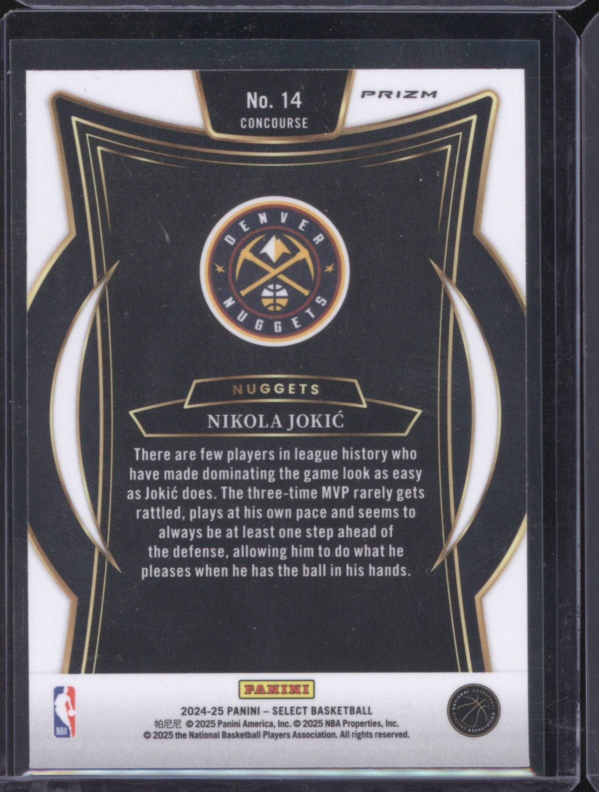 Nikola Jokic 2024-25 Panini Select #14 Zebra Prizm Concourse