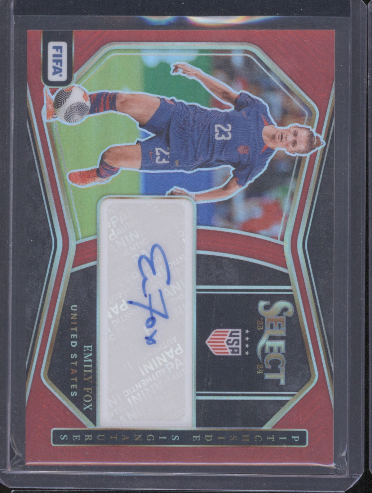 Emily Fox 2023-24 Panini Select FIFA #PS-EF Pitchside Signatures Red