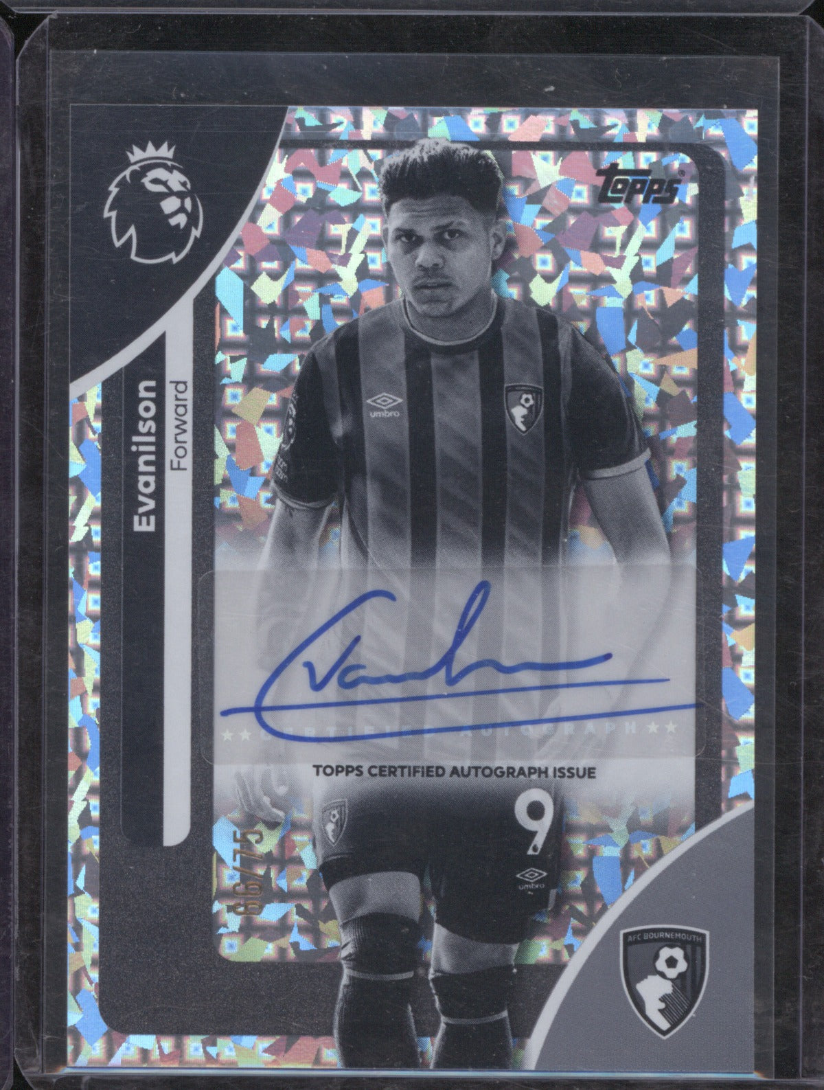 2025 Topps Premier League Evanilson AC-EV Black & White Diamond Auto