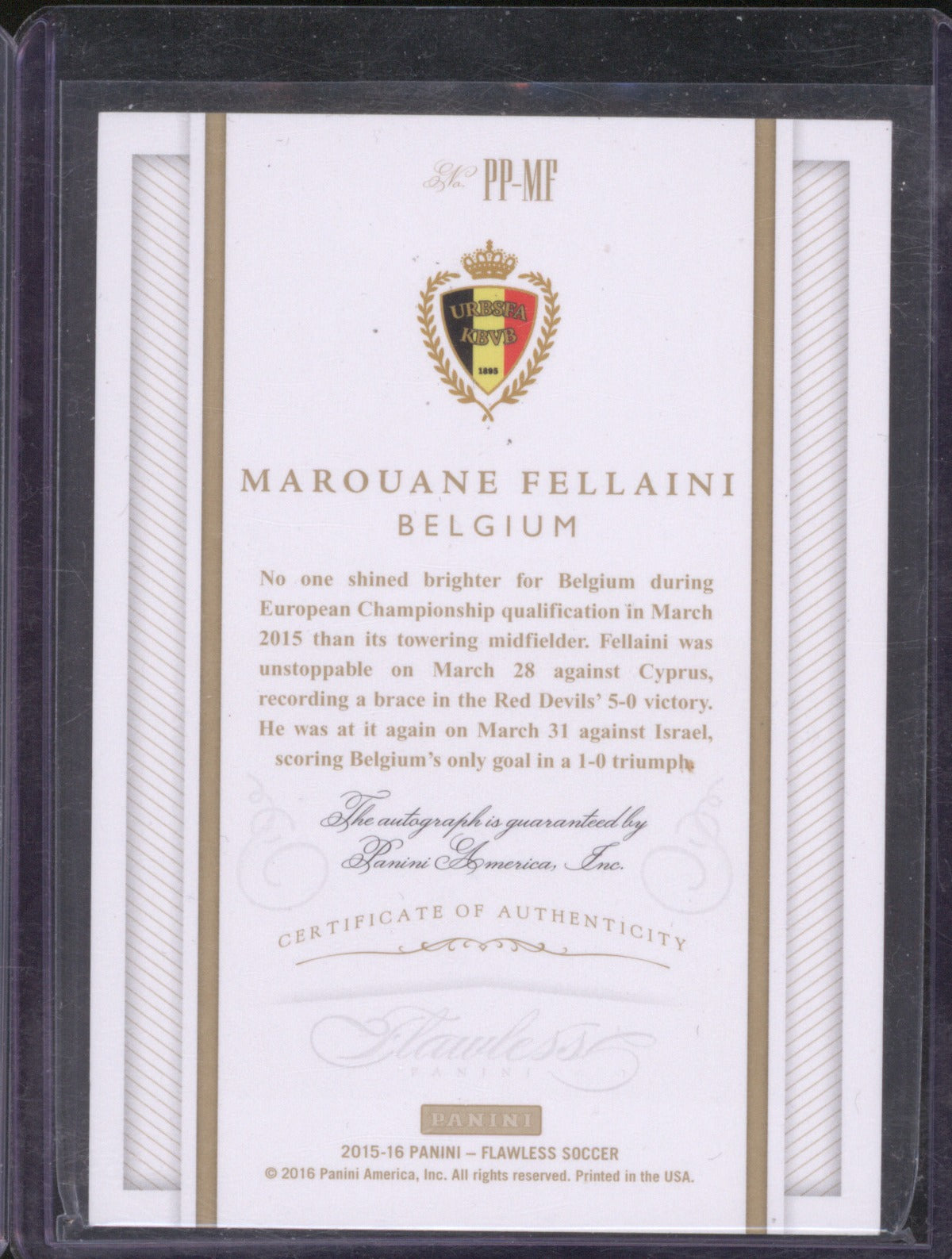 Marouane Fellaini 2015 Panini Flawless 14/25 Pitch Perfect Blue Auto