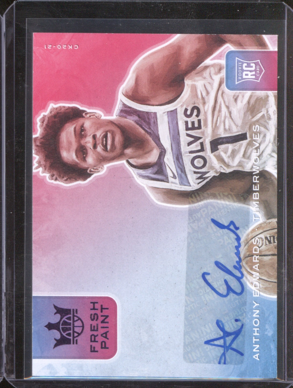 Anthony Edwards 2020-21 Panini Court Kings FP-AED Fresh Paint Auto Violet /35 RC