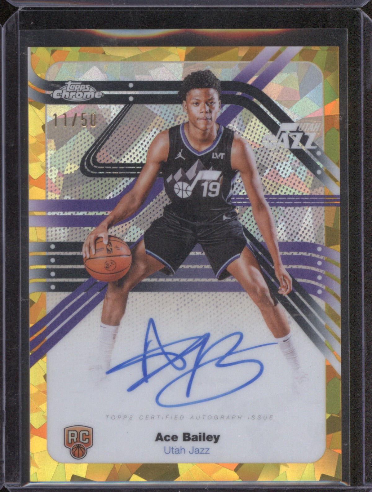 2025 Topps Chrome Next Stop Signatures Ace Bailey Gold Geometric /50 Auto