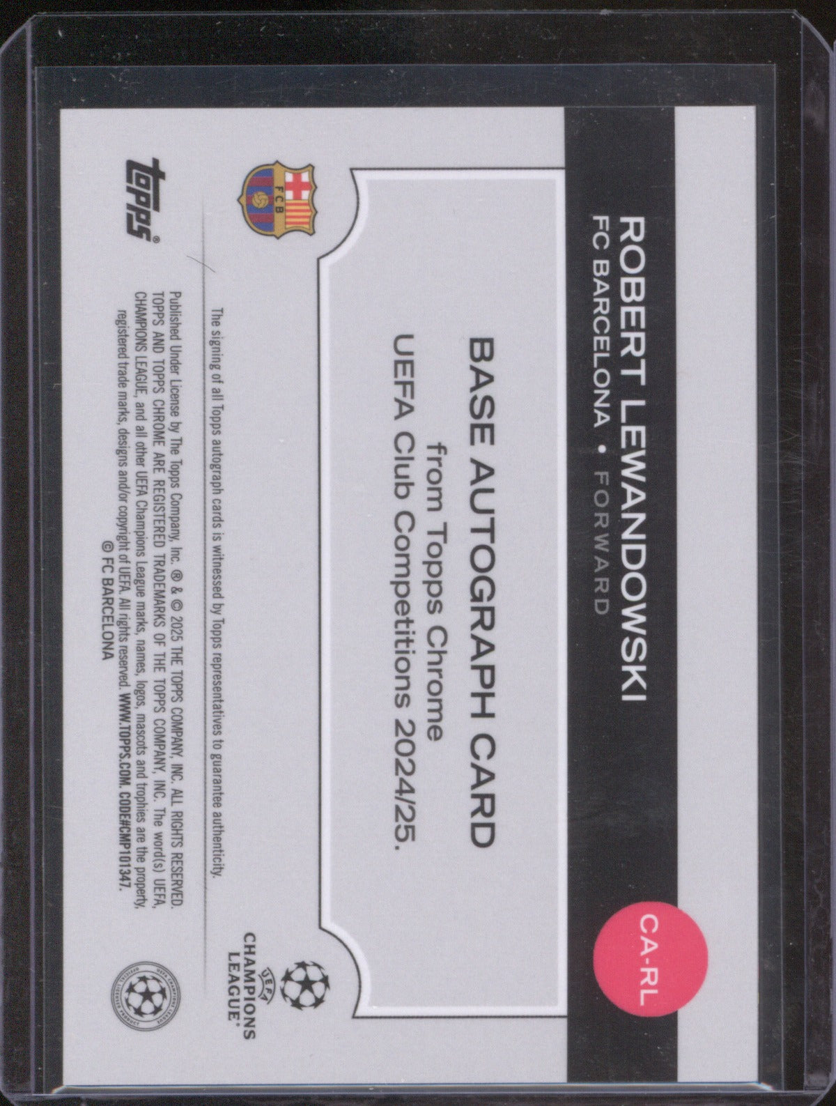 2025 Topps Chrome UEFA Robert Lewandowski Black Auto /10