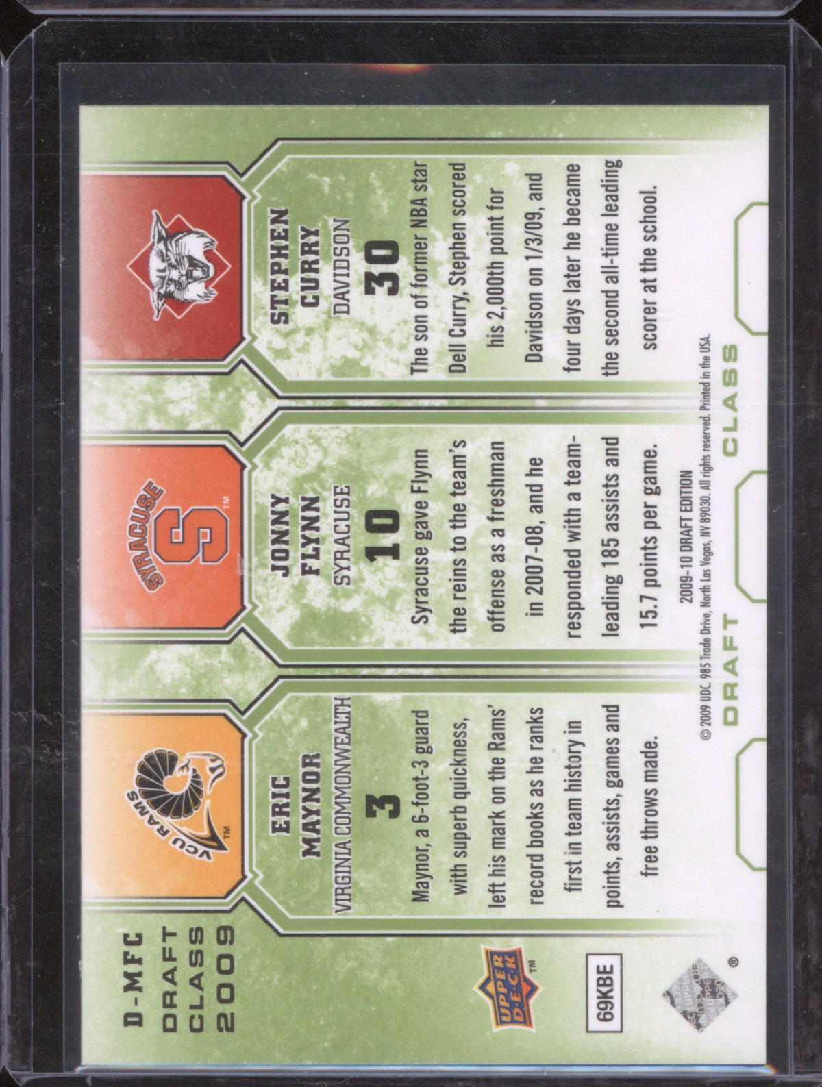 2009 Upper Deck Draft Edition Maynor Flynn Curry /50