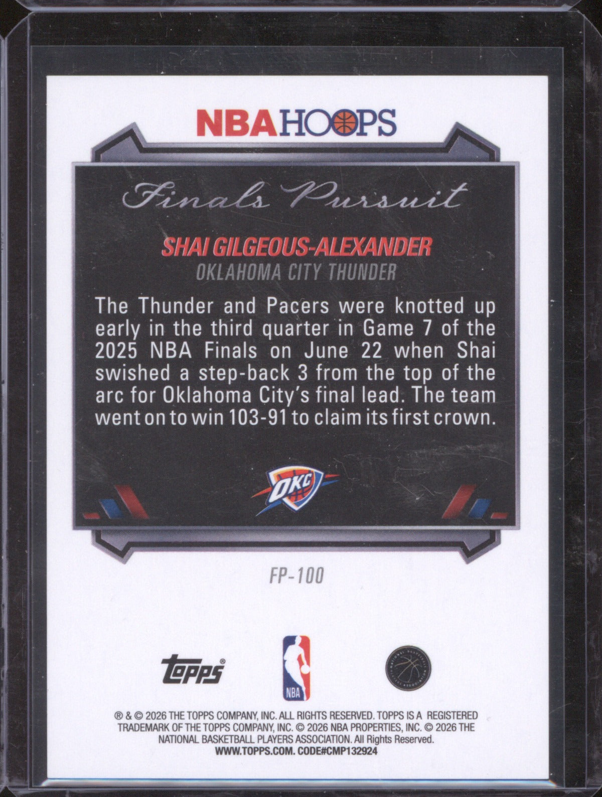 2025-26 Nba Hoops Finals Pursuit FP-100 Shai Gilgeous-Alexander
