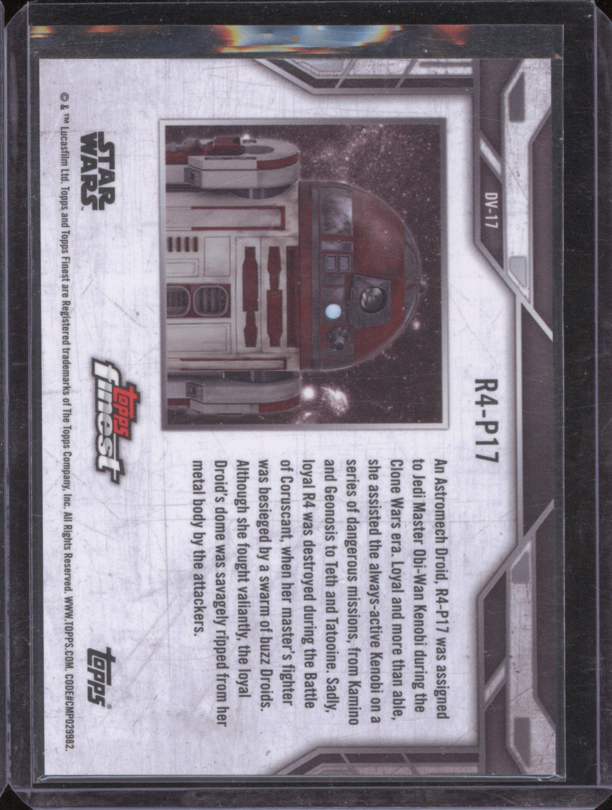 2018 Topps Finest Star Wars Droids And Vehicle R4-P17 Gold Refractor /50