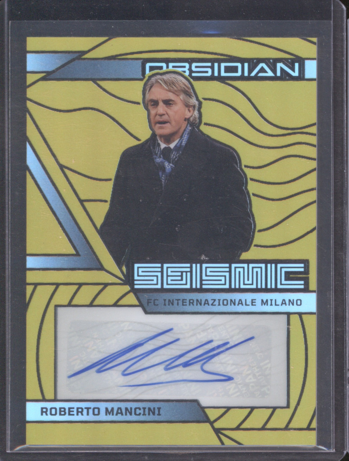 2025-26 Roberto Mancini Panini Obsidian Seismic Gold Auto #SE-RNI 06/10