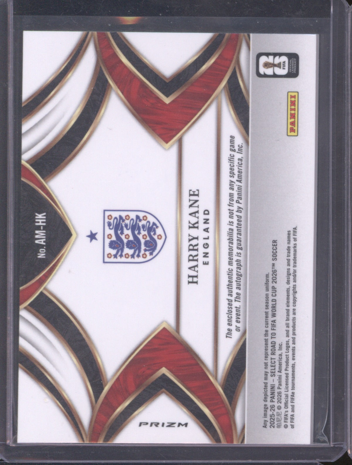 2025-26 Panini Select FIFA Harry Kane Auto Memorabilia #AM-HK