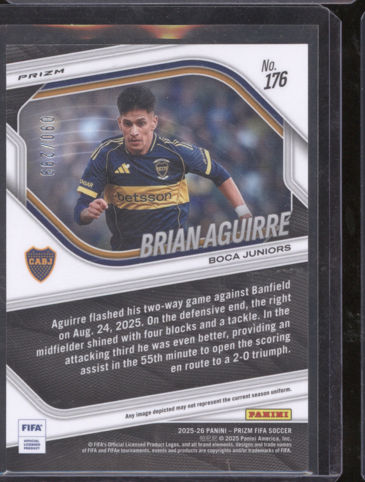 2025 Brian Aguirre Panini Prizm FIFA #176 Orange Mosaic 90/299