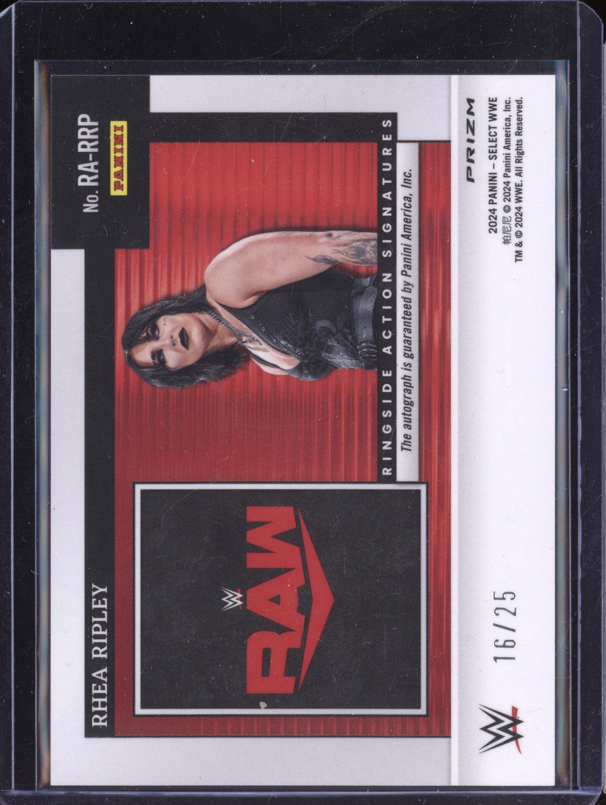 Rhea Ripley 2024 Panini Select RA-RRP Ringside Action Signature Tie-Dye 16/25