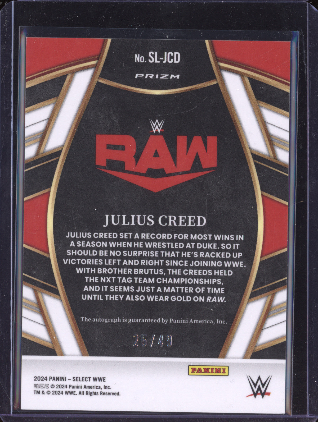 Julius Creed 2024 Panini Select SL-JCD Signature Selections Blue 25/49