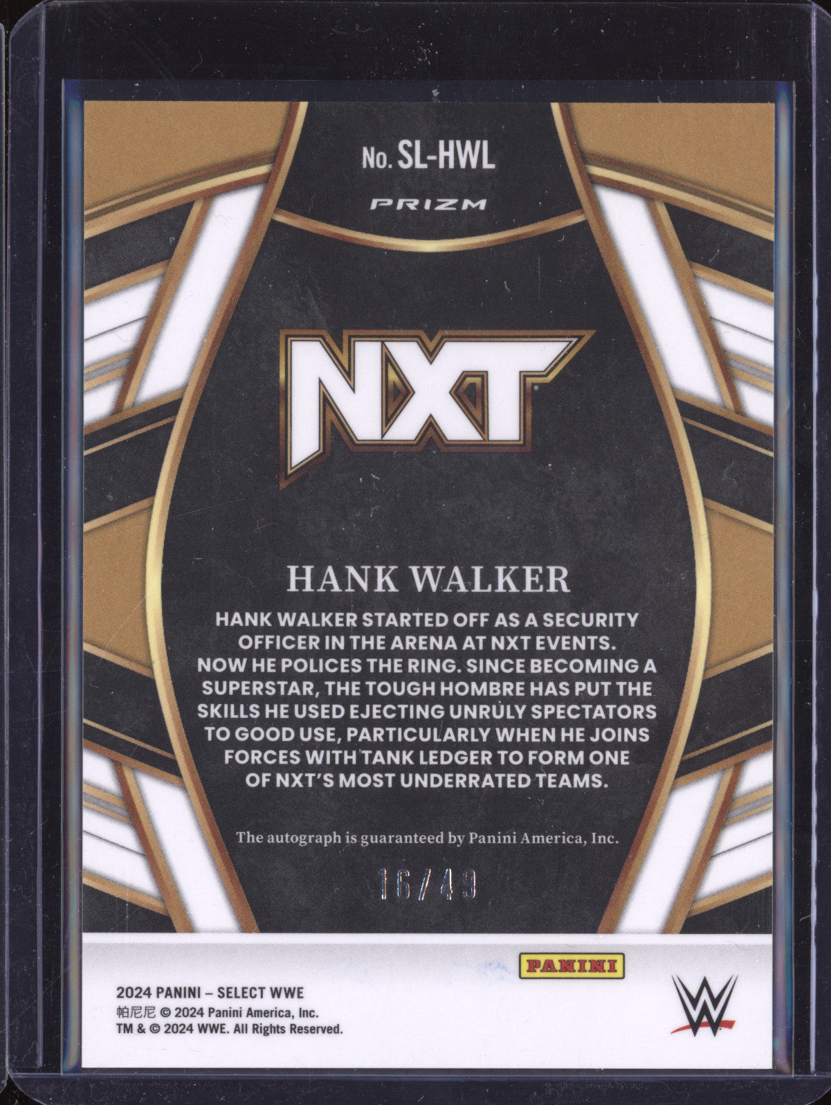 Hank Walker 2024 Panini Select SL-HWL Signature Selections Blue 16/49