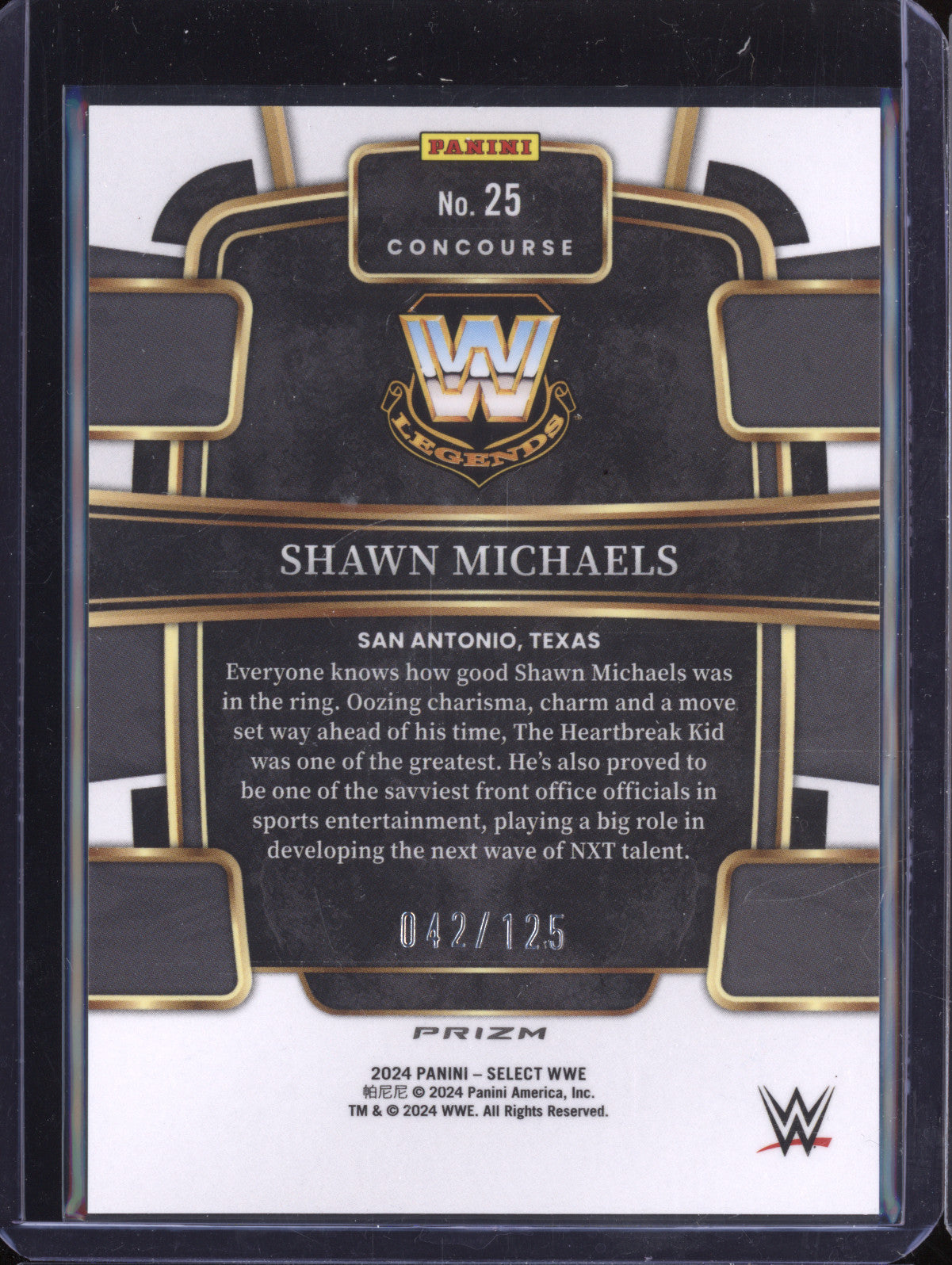 Shawn Michaels 2024 Panini Select 25 White 42/125