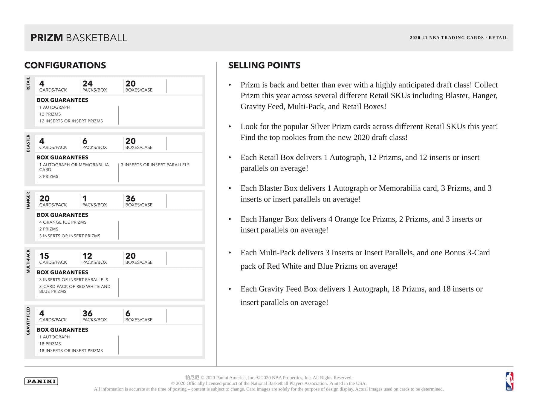 2020/21 Panini Prizm Basketball Blaster Box