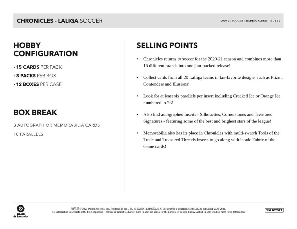 2020/21 Panini Chronicles Soccer Hobby Box
